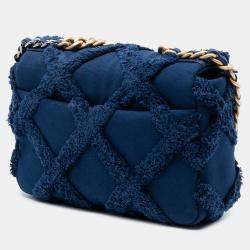 Pre Owned Chanel Blue Medium Canvas and Cotton 19 Flap