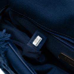 Pre Owned Chanel Blue Medium Canvas and Cotton 19 Flap