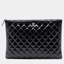 مملوكة مسبقًا حقيبة كلتش شانيل سوداء براءة مبطن كبير أو كيس