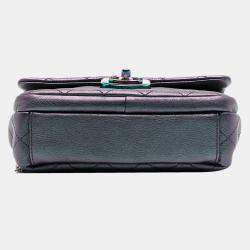 مملوكة مسبقًا Chanel Purple Small Iridescent Goatskin Rainbow Hardware Double Carry Waist Chain Flap