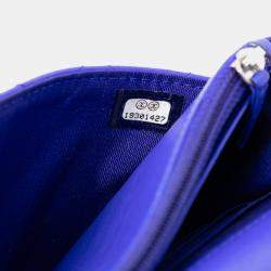 مملوكة مسبقًا حقيبة شانيل زرقاء جلد عجل فاخرة سلسلة CC كويتد