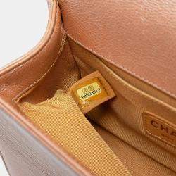 Pre Owned Chanel Orange Small Quilted Metallic Calfskin Boy Flap