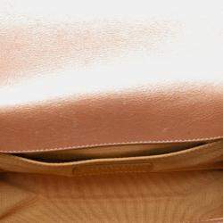 Pre Owned Chanel Orange Small Quilted Metallic Calfskin Boy Flap