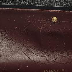 Pre Owned Chanel Classic Double Flap Jumbo Black Quilted Caviar Leather Shoulder Bag