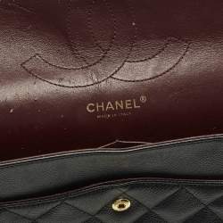 Pre Owned Chanel Classic Double Flap Jumbo Black Quilted Caviar Leather Shoulder Bag