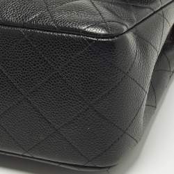 Pre Owned Chanel Classic Double Flap Jumbo Black Quilted Caviar Leather Shoulder Bag