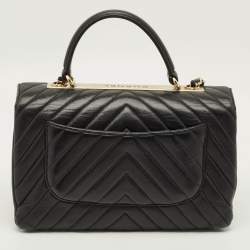 مملوكة مسبقًا Chanel Trendy CC Medium Black Chevron Leather Top Handle Bag