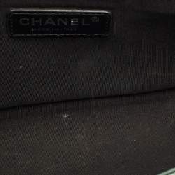Pre Owned Chanel Boy Medium Metallic Green Quilted Leather Flap Bag