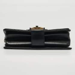 Pre Owned Chanel Double Chain Black Quilted Leather Flap Shoulder Bag