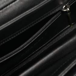 Pre Owned Chanel Double Chain Black Quilted Leather Flap Shoulder Bag