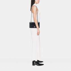 Pre Owned حقيبة شانيل كلاسيك كافيار سوداء متوسطة مزدوجة الغطاء