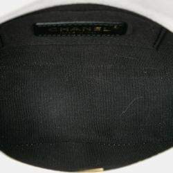 Pre Owned شانيل أبيض جلد مبطن كافيار سلسلة صغيرة رفرف سول