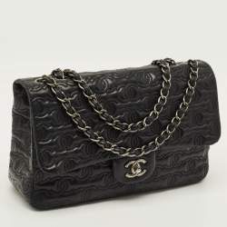 Pre Owned حقيبة شانيل قلاب جلد مبطن حرفي سي سي جامبو سوداء