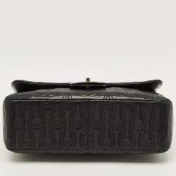 Pre Owned حقيبة شانيل قلاب جلد مبطن حرفي سي سي جامبو سوداء