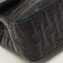 Pre Owned حقيبة شانيل قلاب جلد مبطن حرفي سي سي جامبو سوداء