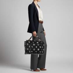 Pre Owned حقيبة شانيل كوكاو قديمة قماش كبير أسود شعار كوكو