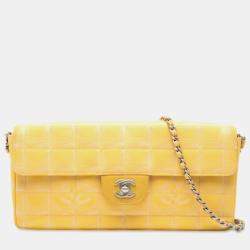 مملوكة مسبقًا حقيبة شانيل نيلون أصفر نيو ترافل لاين شرق غرب مع رفرف