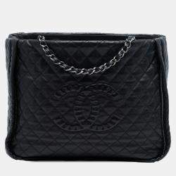 مملوكة مسبقًا Chanel Black CC Quilted Calfskin Istanbul Tote