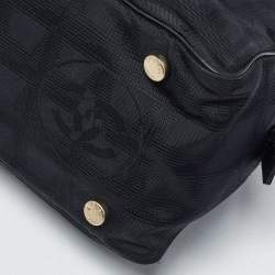 Pre Owned Chanel Travel Ligne Black Printed Nylon Bowler Bag