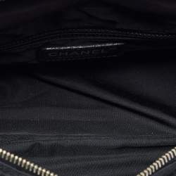Pre Owned Chanel Travel Ligne Black Printed Nylon Bowler Bag