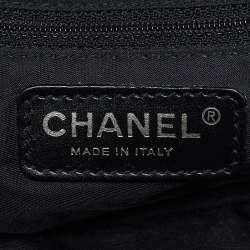 Pre Owned Chanel Travel Ligne Black Printed Nylon Bowler Bag