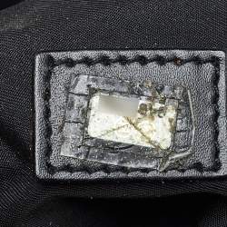 Pre Owned Chanel Travel Ligne Black Printed Nylon Bowler Bag