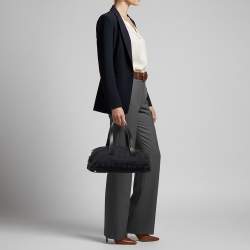 Pre Owned Chanel Travel Ligne Black Printed Nylon Bowler Bag