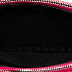 Pre Owned Chanel Black Pink Bicolor Patent Double Zip Wallet on Chain