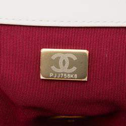 Pre Owned Chanel White Medium Lambskin 19 Flap