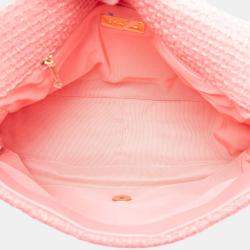 Pre Owned Chanel Pink Maxi Tweed 19 Flap