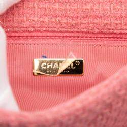 Pre Owned Chanel Pink Maxi Tweed 19 Flap