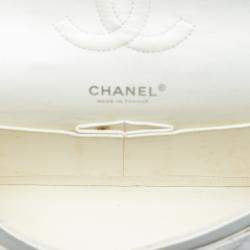 مملوكة مسبقًا Chanel White Medium Classic Caviar Double Flap