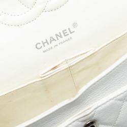 مملوكة مسبقًا Chanel White Medium Classic Caviar Double Flap