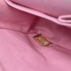 Pre Owned Chanel Pink Small Classic Jersey Double Flap