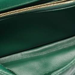 Pre Owned Chanel Coco Small Green Chevron Caviar Leather and Lizard Top Handle Bag