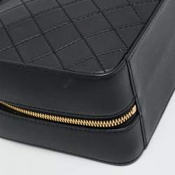 Pre Owned Chanel Travel Kit Black Quilted Leather Vanity Case Bag