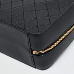 Pre Owned Chanel Travel Kit Black Quilted Leather Vanity Case Bag
