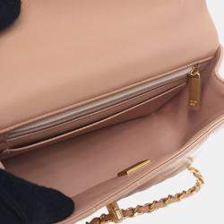 Pre Owned حقيبة شانيل كلاسيكية جلد خاروف بني مستطيلة صغيرة بمقبض علوي وغطاء