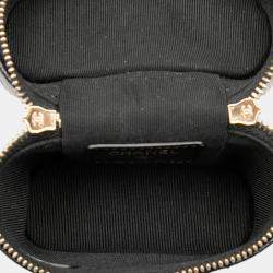 Pre Owned Chanel Black Mini Caviar Handle with Care Vanity Case