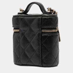 Pre Owned Chanel Black Mini Caviar Handle with Care Vanity Case