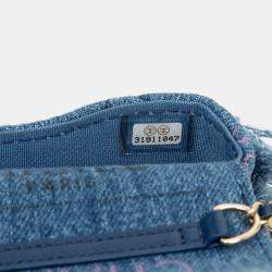Pre Owned Chanel Blue Fringe Denim Mood Clutch with Chain