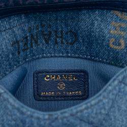 Pre Owned Chanel Blue Fringe Denim Mood Clutch with Chain