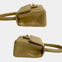 Pre Owned حقيبة شانيل يد علوية كيلي مجموعة والد وطفل جلد حملان بني