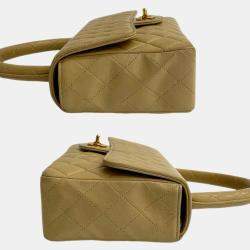 Pre Owned حقيبة شانيل يد علوية كيلي مجموعة والد وطفل جلد حملان بني