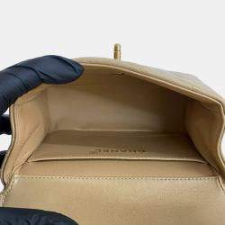 Pre Owned حقيبة شانيل يد علوية كيلي مجموعة والد وطفل جلد حملان بني