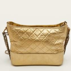 مملوكة مسبقًا Chanel Gabrielle Large Metallic Gold Quilted Leather Shoulder Bag