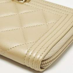 مملوكة مسبقًا Chanel Boy Gold Quilted Leather Zip Coin Purse