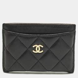Pre Owned Chanel CC Black Quilted Leather Card Holder