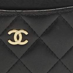 Pre Owned Chanel CC Black Quilted Leather Card Holder