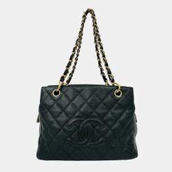 Pre Owned Chanel Black Petite Caviar Timeless Tote